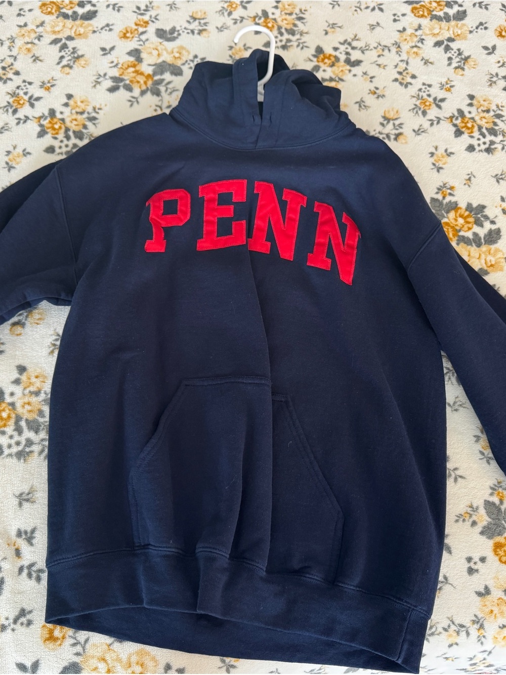 PENN Navy Hoodie with Red Lettering - Unisex Medium